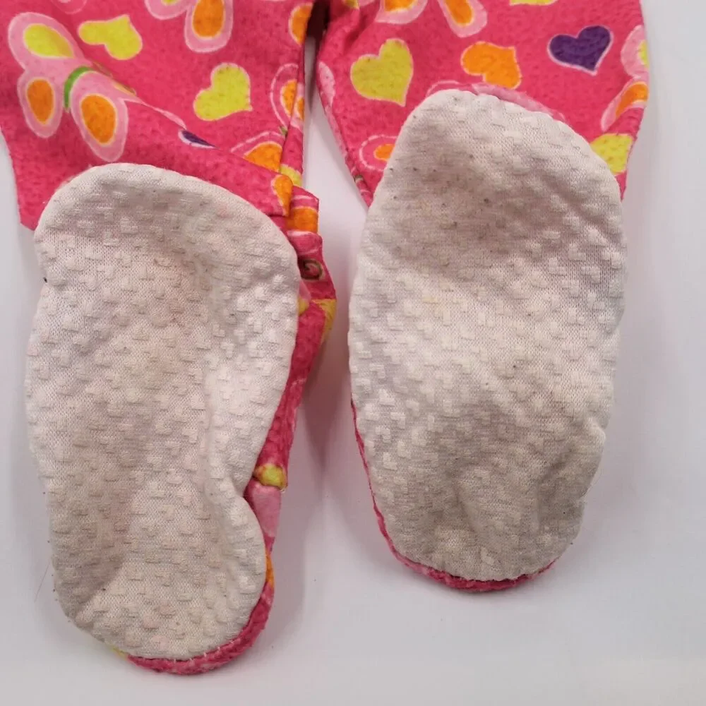Vintage Carters Footed Pajamas Girls 2T Pink Butterfly Hearts 90s Y2K
